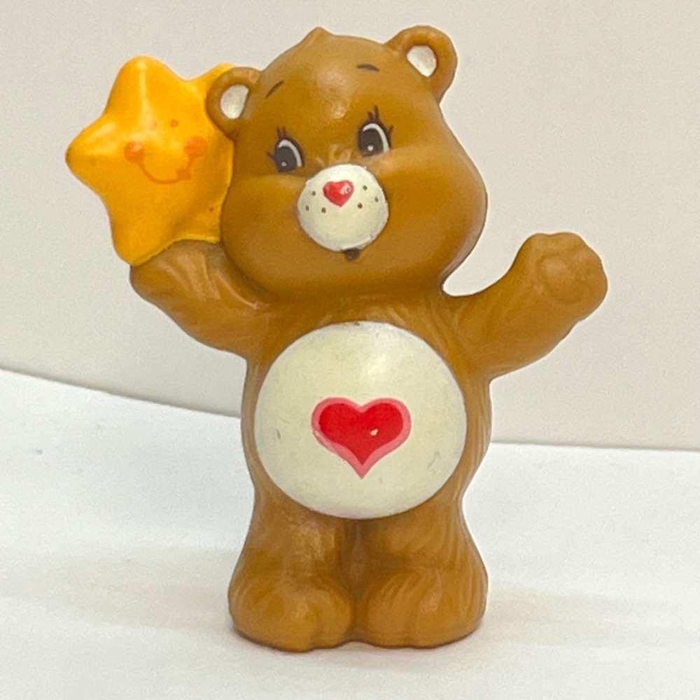 Vintage 1984 Care Bears Tenderheart Bear PVC Mini Figure Brown with‎ Star 2 Inch
